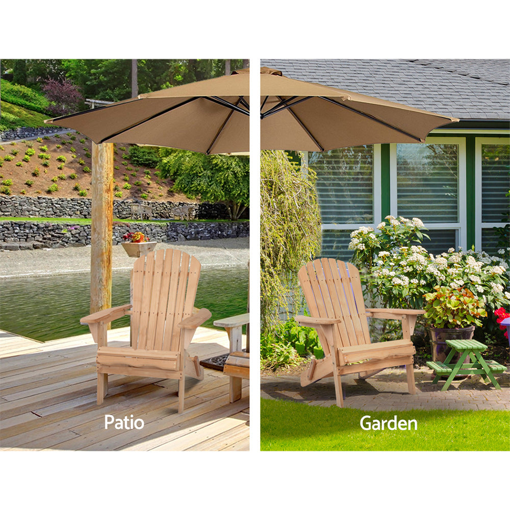 Gardeon Patio Furniture Outdoor Chairs Beach Chair Wooden Adirondack Garden Lounge 2PC freeshipping - Awezingly