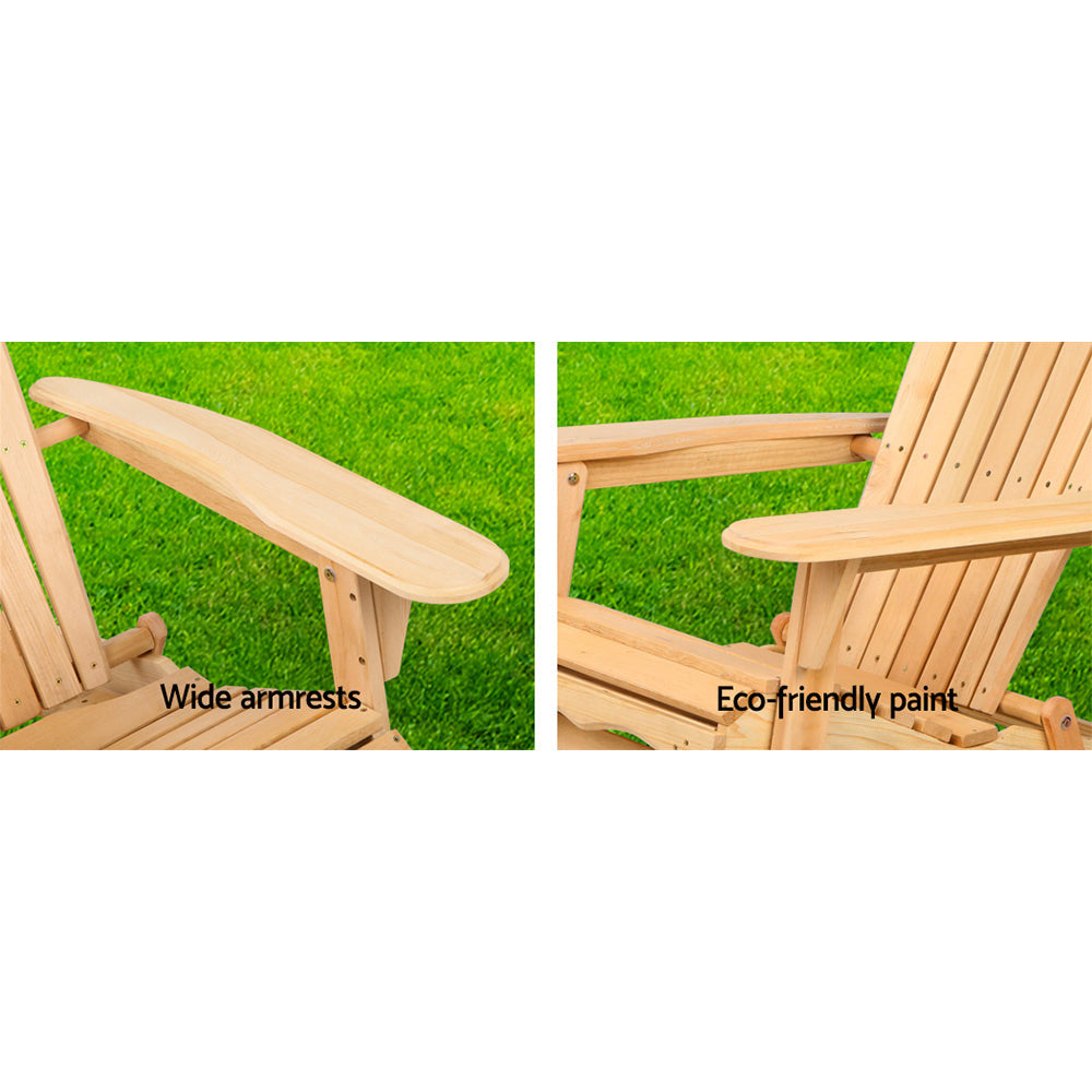 Gardeon Patio Furniture Outdoor Chairs Beach Chair Wooden Adirondack Garden Lounge 2PC freeshipping - Awezingly