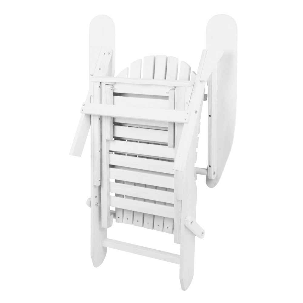 Gardeon 3 Piece Outdoor Adirondack Lounge Beach Chair Set - White freeshipping - Awezingly