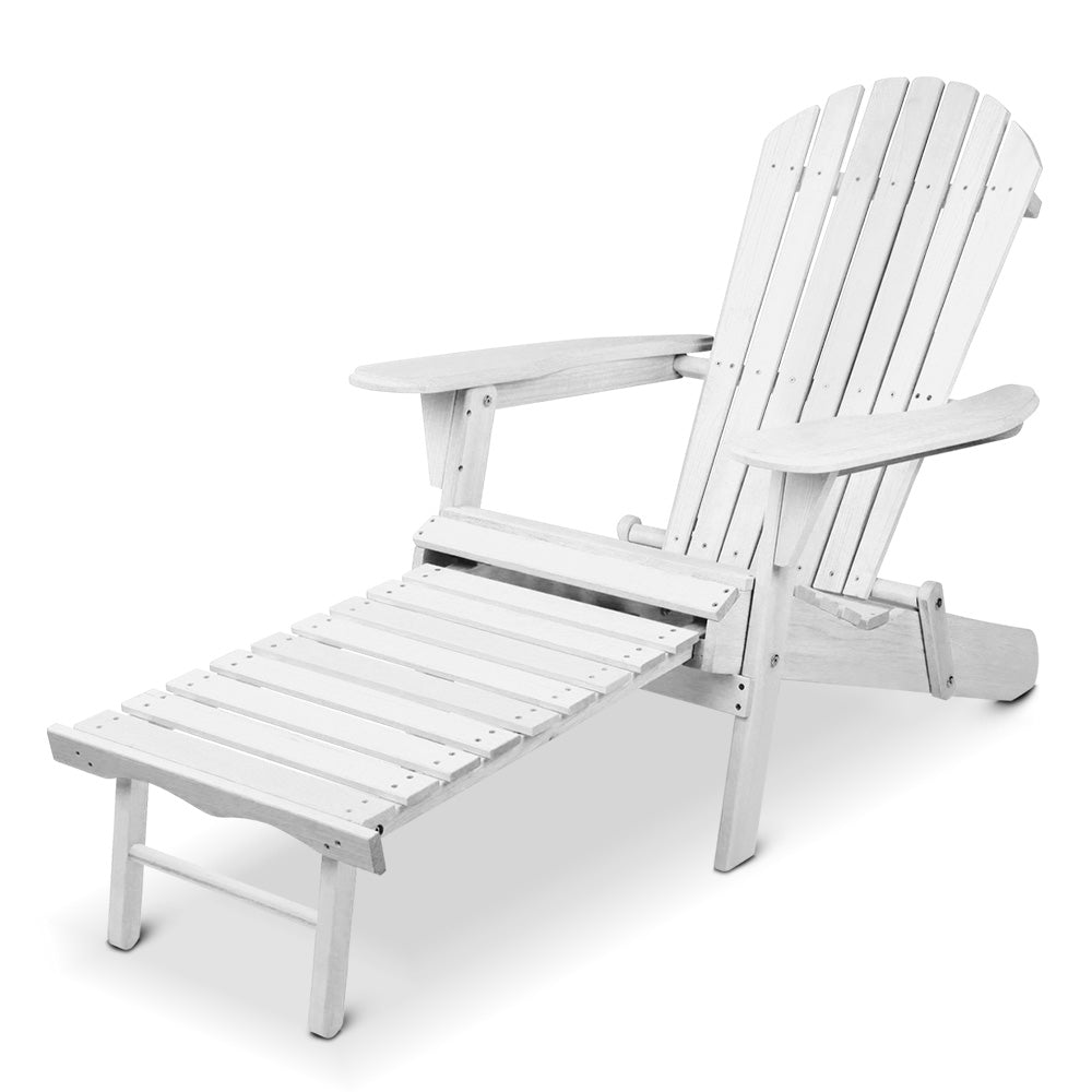 Gardeon Adirondack Beach Chair with Ottoman - White freeshipping - Awezingly