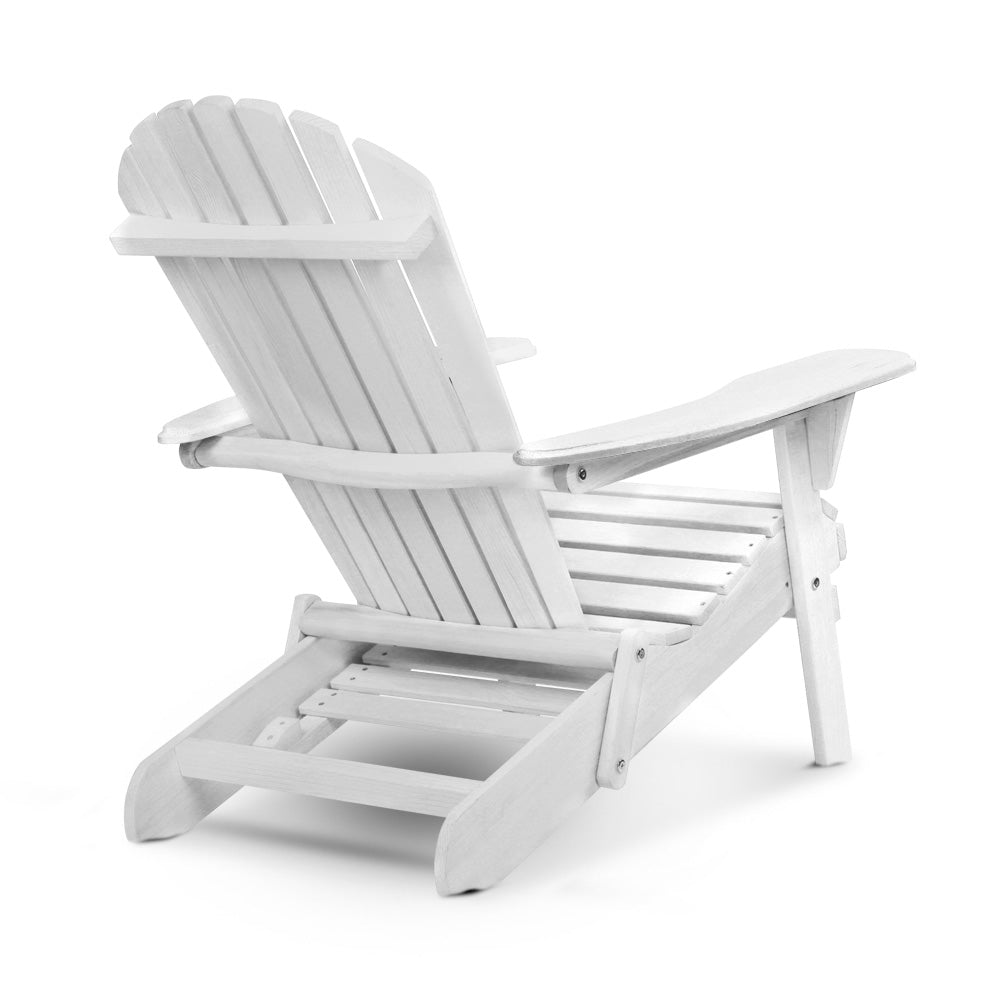 Gardeon Adirondack Beach Chair with Ottoman - White freeshipping - Awezingly