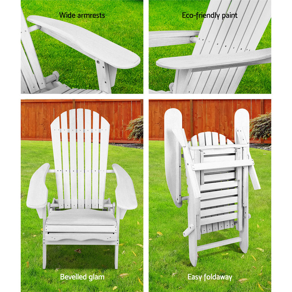 Gardeon Adirondack Beach Chair with Ottoman - White freeshipping - Awezingly