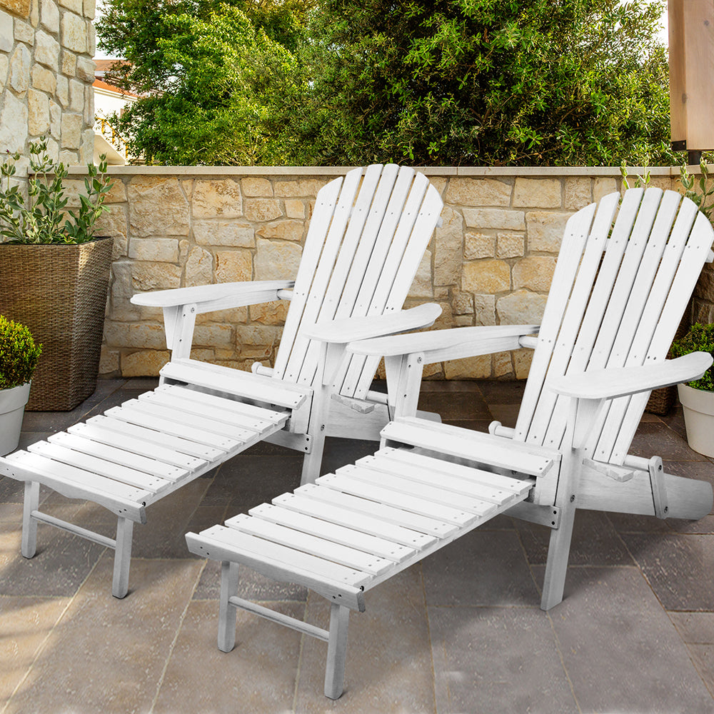 Gardeon Set of 2 Outdoor Sun Lounge Chairs Patio Furniture Lounger Beach Chair Adirondack freeshipping - Awezingly