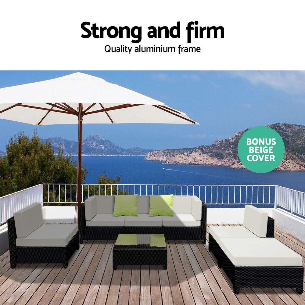 Gardeon 7PC Sofa Set Outdoor Furniture Wicker Couches Garden Patio Pool freeshipping - Awezingly