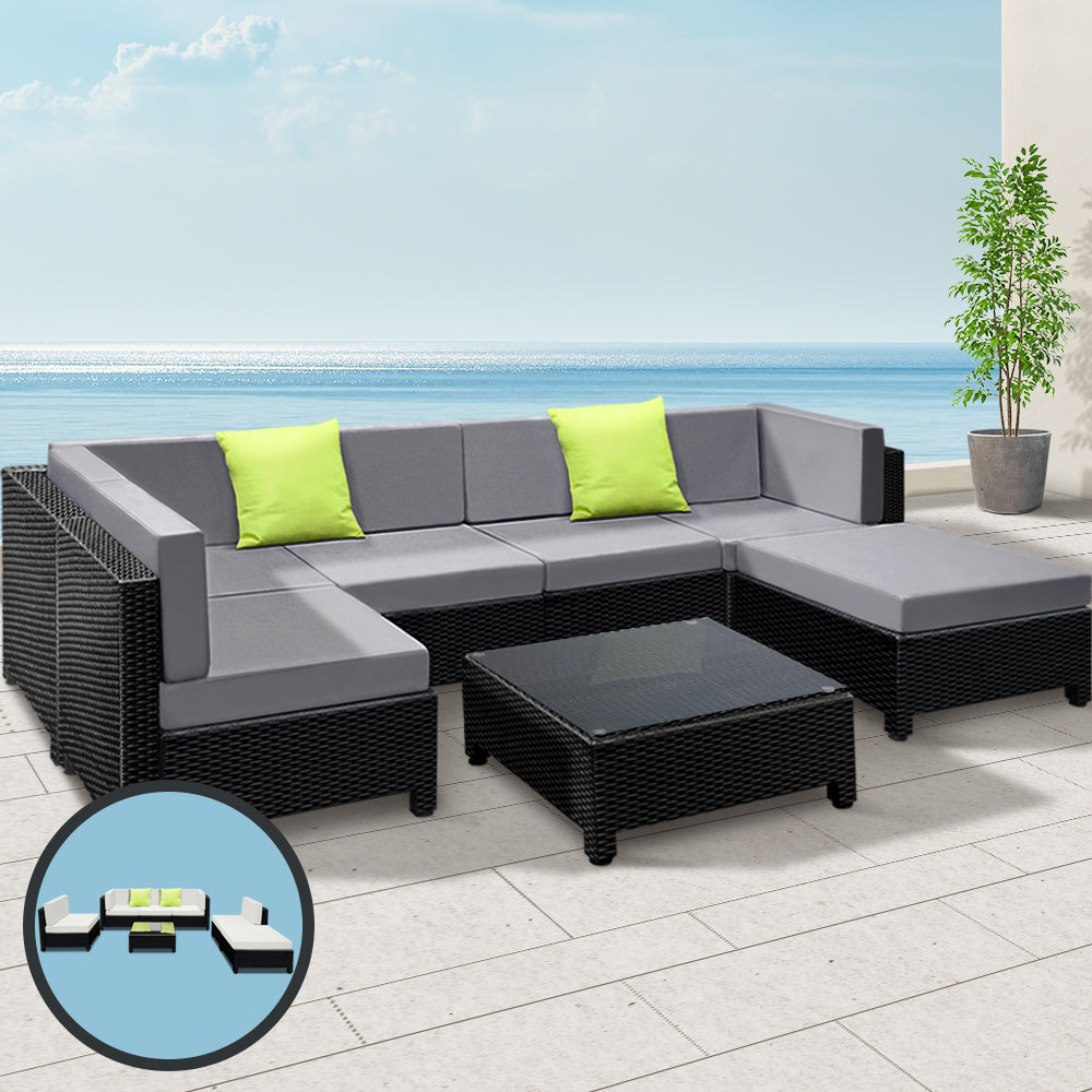 Gardeon 7PC Sofa Set Outdoor Furniture Wicker Couches Garden Patio Pool freeshipping - Awezingly