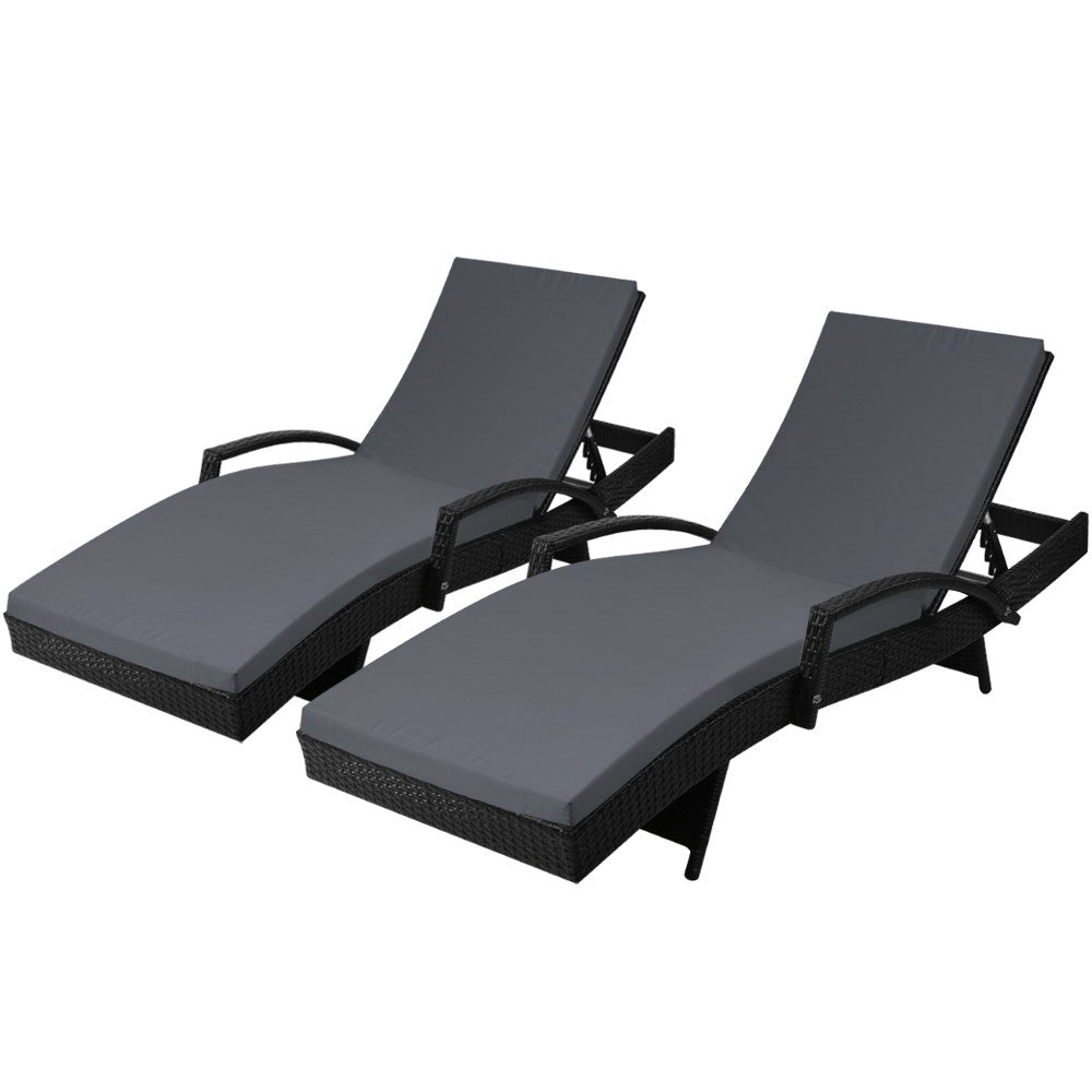 Gardeon Outdoor Sun Lounge Chair with Cushion - Black freeshipping - Awezingly