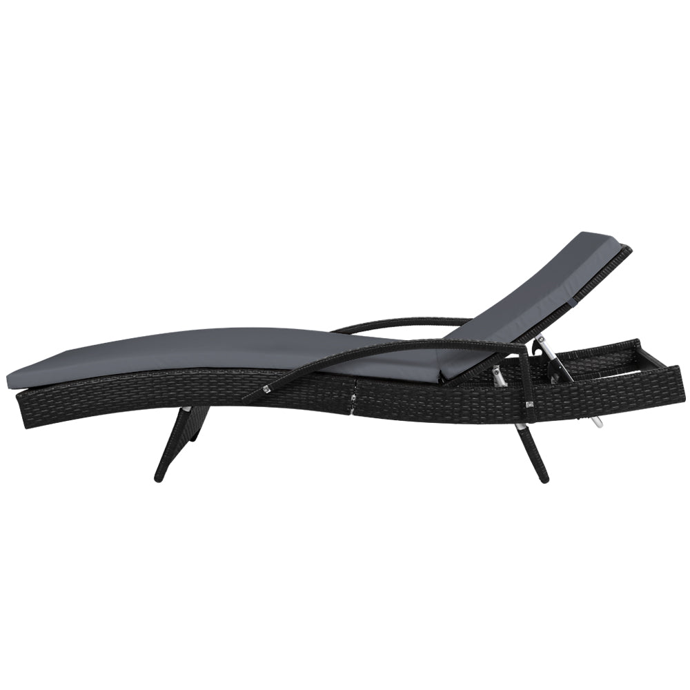 Gardeon Outdoor Sun Lounge Chair with Cushion - Black freeshipping - Awezingly