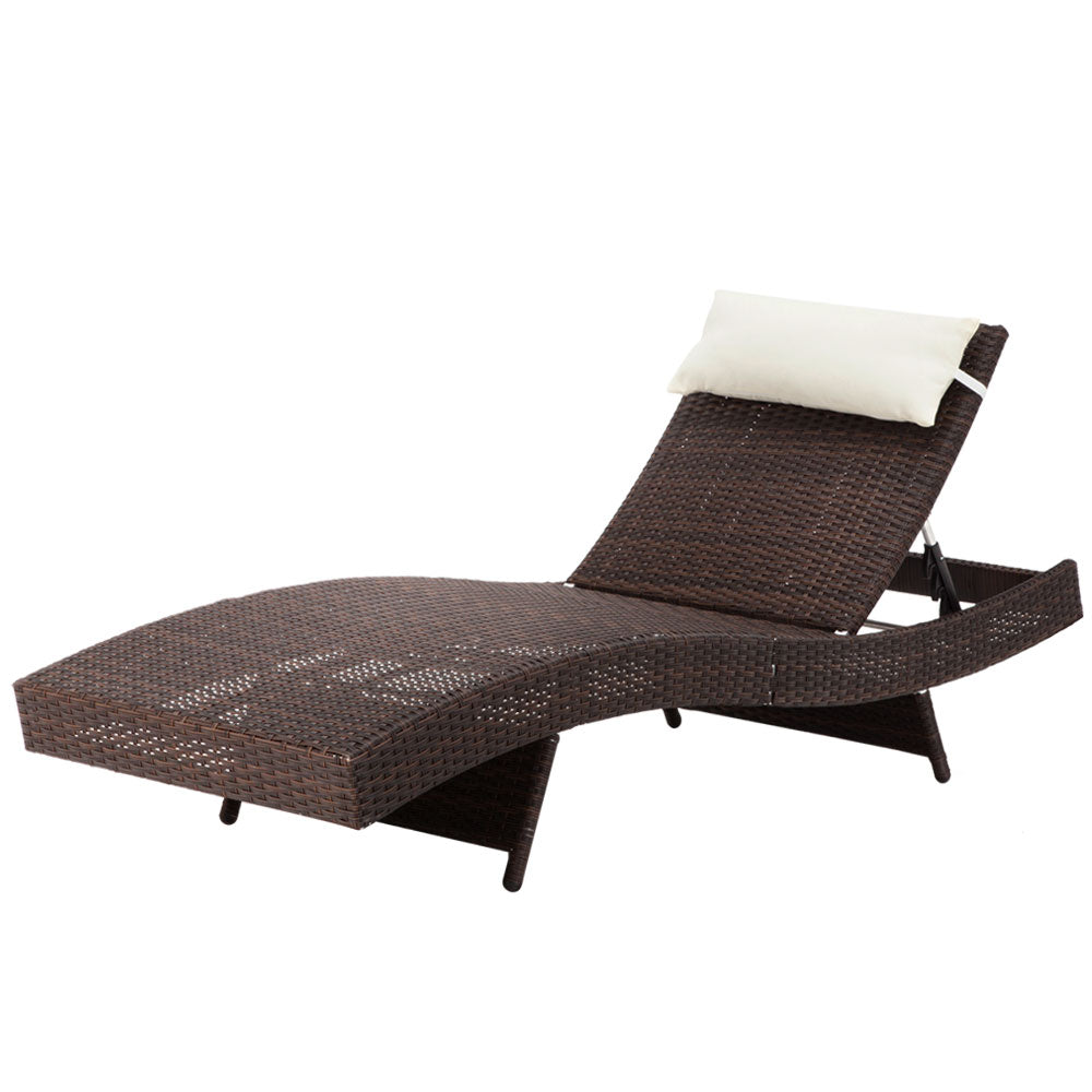 Gardeon Outdoor Wicker Sun Lounge - Brown freeshipping - Awezingly