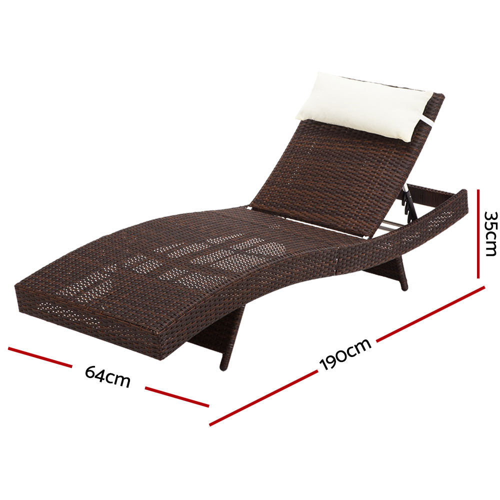 Gardeon Outdoor Wicker Sun Lounge - Brown freeshipping - Awezingly