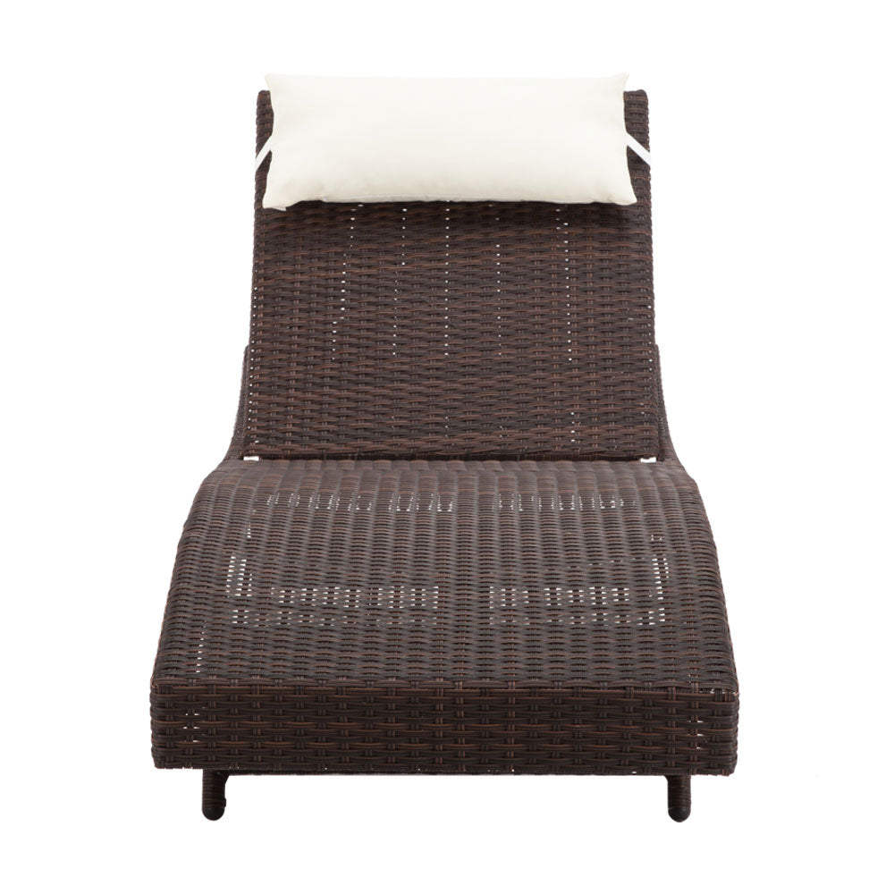 Gardeon Outdoor Wicker Sun Lounge - Brown freeshipping - Awezingly