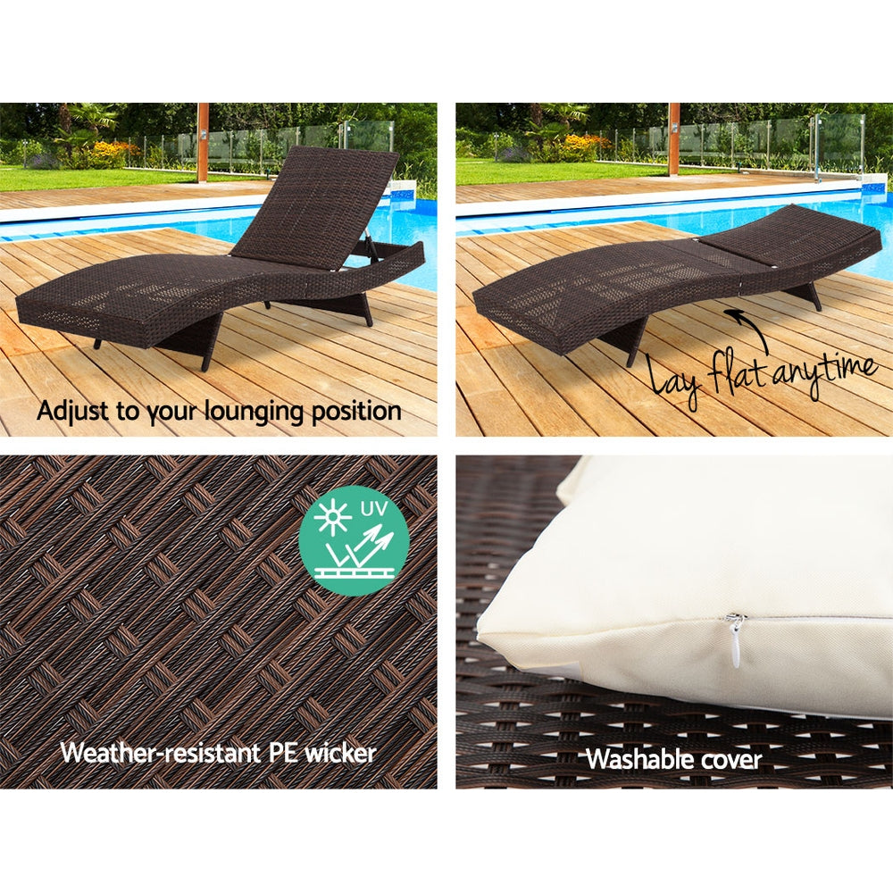 Gardeon Outdoor Wicker Sun Lounge - Brown freeshipping - Awezingly