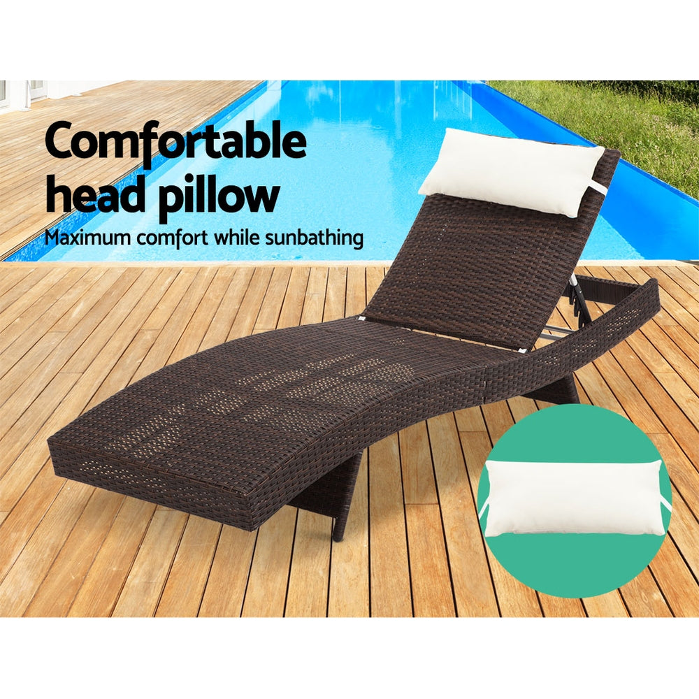 Gardeon Outdoor Wicker Sun Lounge - Brown freeshipping - Awezingly