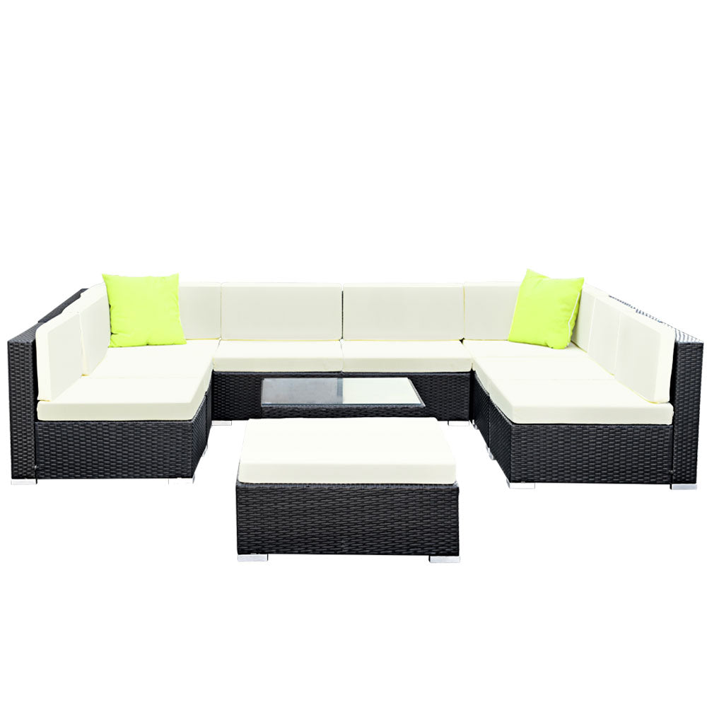 Gardeon 10PC Sofa Set with Storage Cover Outdoor Furniture Wicker freeshipping - Awezingly