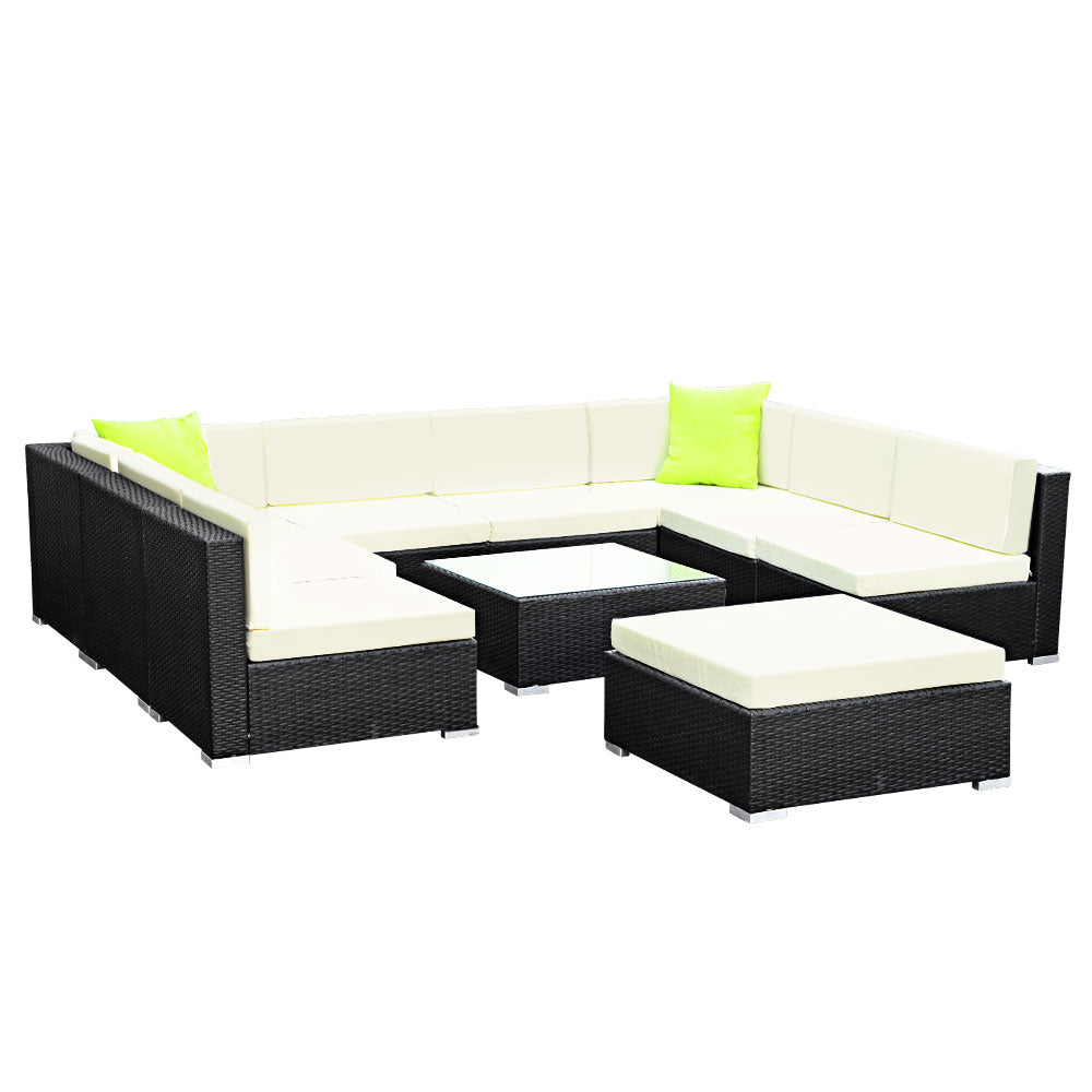 Gardeon 10PC Sofa Set with Storage Cover Outdoor Furniture Wicker freeshipping - Awezingly