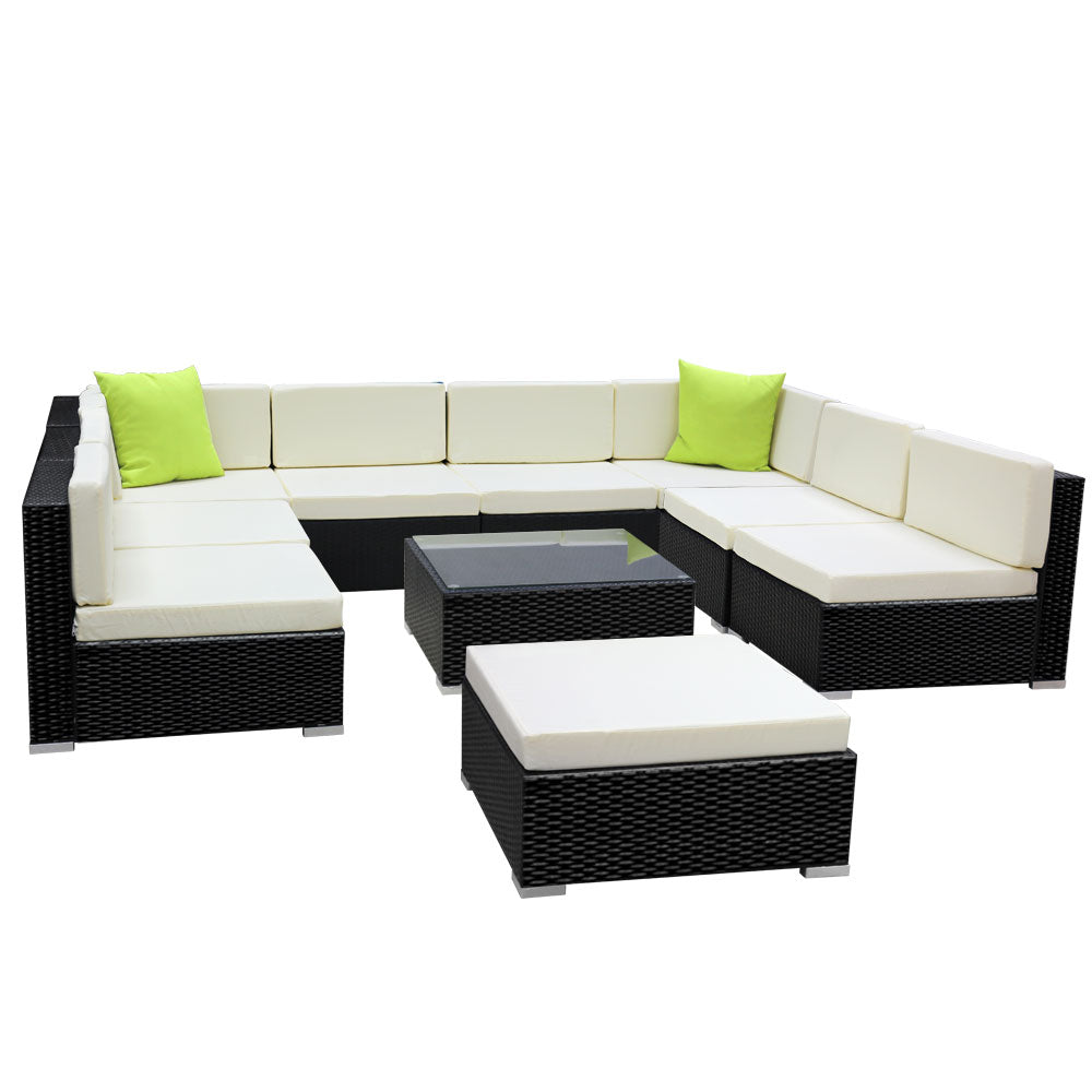 Gardeon 10PC Outdoor Furniture Sofa Set Wicker Garden Patio Lounge freeshipping - Awezingly