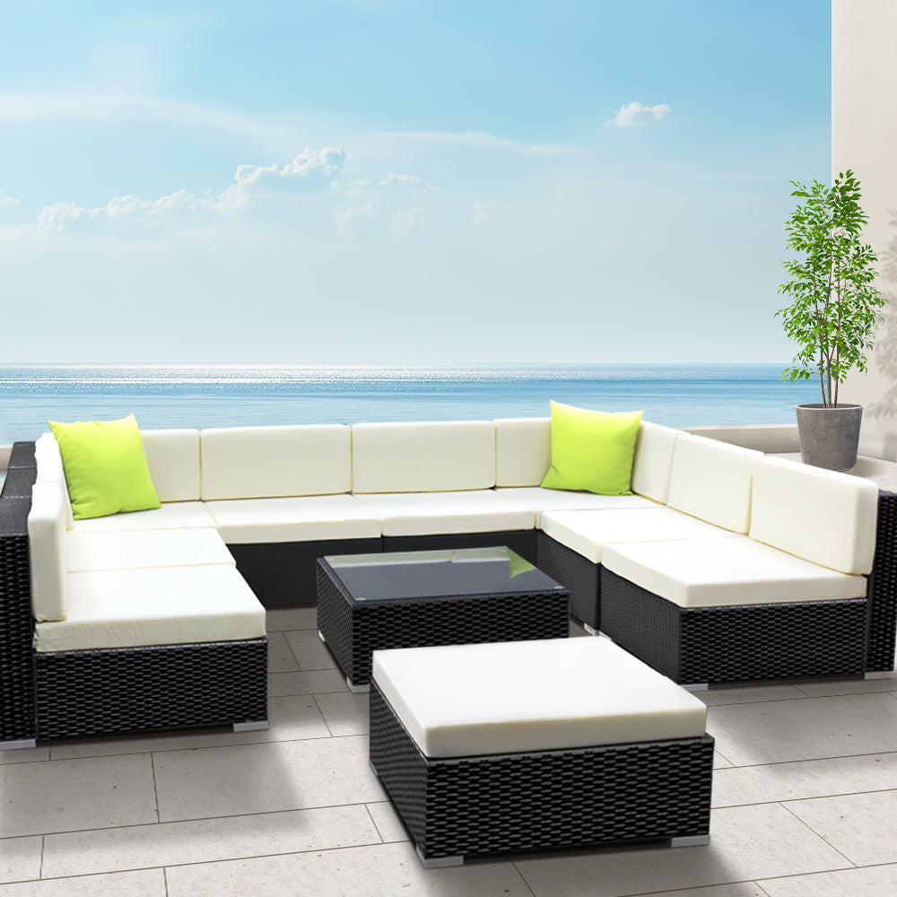 Gardeon 10PC Outdoor Furniture Sofa Set Wicker Garden Patio Lounge freeshipping - Awezingly