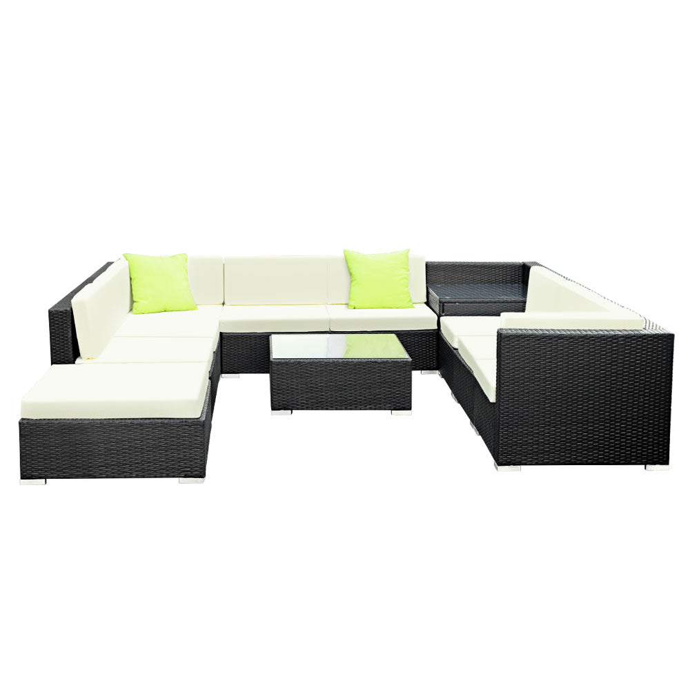 Gardeon 11PC Sofa Set with Storage Cover Outdoor Furniture Wicker freeshipping - Awezingly