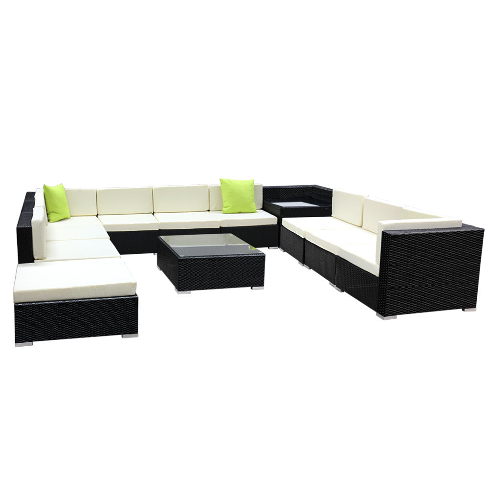 Gardeon 12PC Sofa Set with Storage Cover Outdoor Furniture Wicker freeshipping - Awezingly