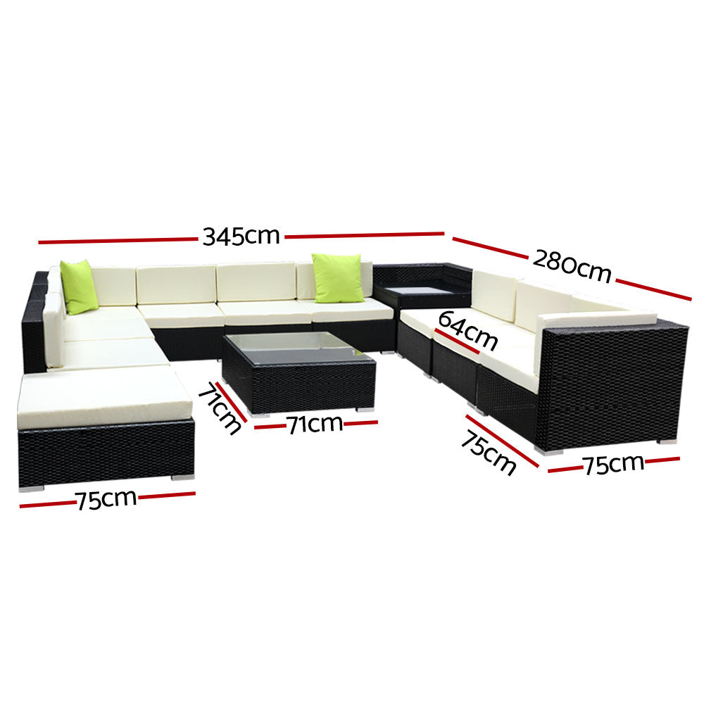 Gardeon 12PC Sofa Set with Storage Cover Outdoor Furniture Wicker freeshipping - Awezingly