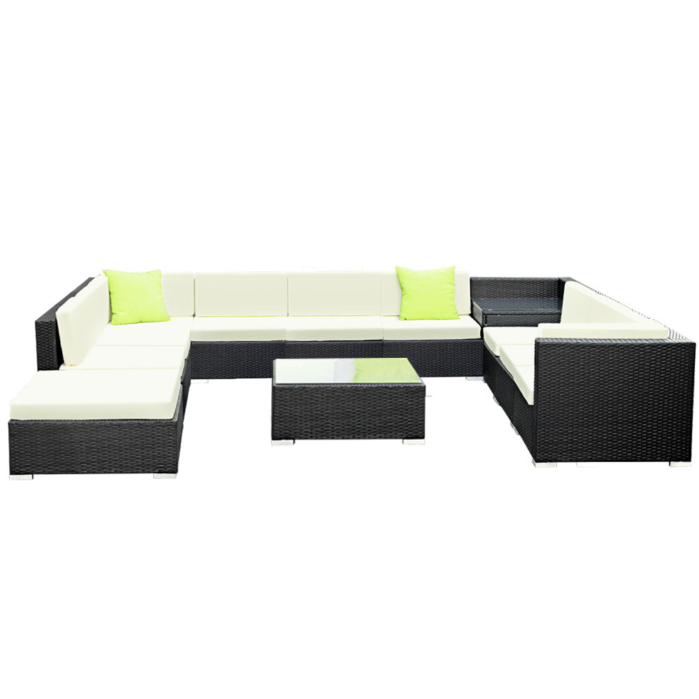 Gardeon 12PC Sofa Set with Storage Cover Outdoor Furniture Wicker freeshipping - Awezingly