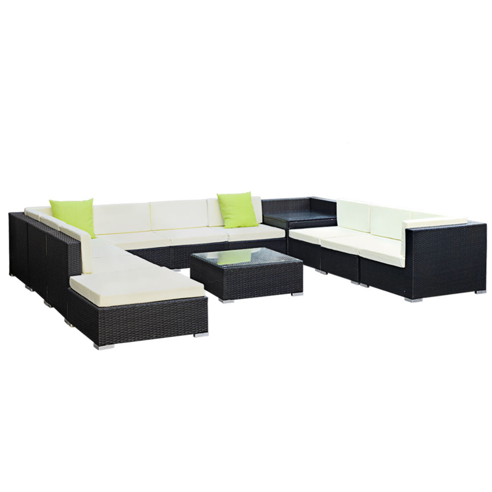 Gardeon 12PC Sofa Set with Storage Cover Outdoor Furniture Wicker freeshipping - Awezingly