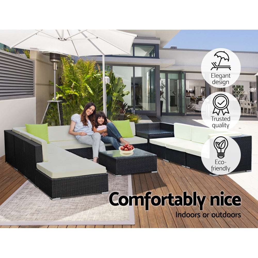 Gardeon 12PC Sofa Set with Storage Cover Outdoor Furniture Wicker freeshipping - Awezingly