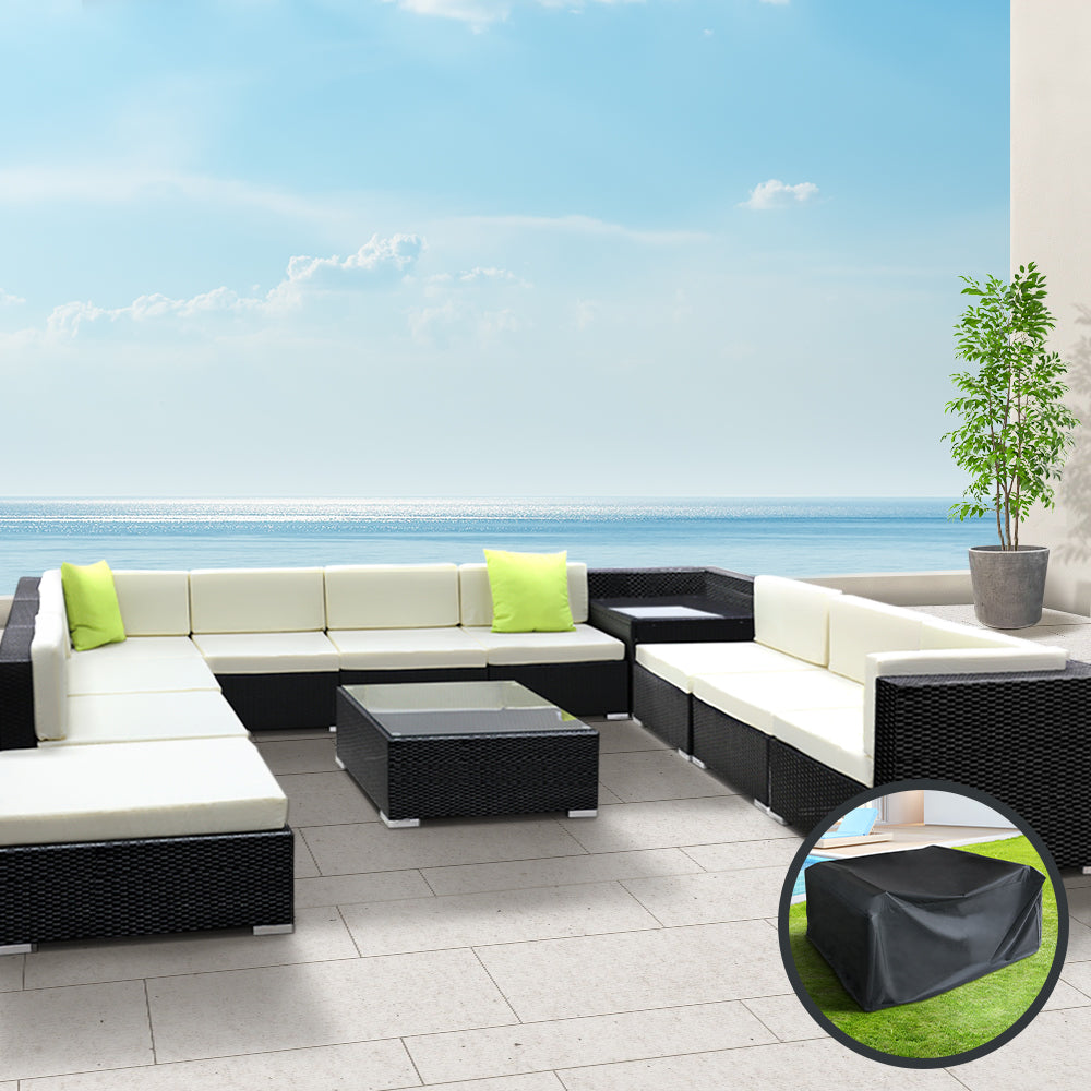 Gardeon 12PC Sofa Set with Storage Cover Outdoor Furniture Wicker freeshipping - Awezingly