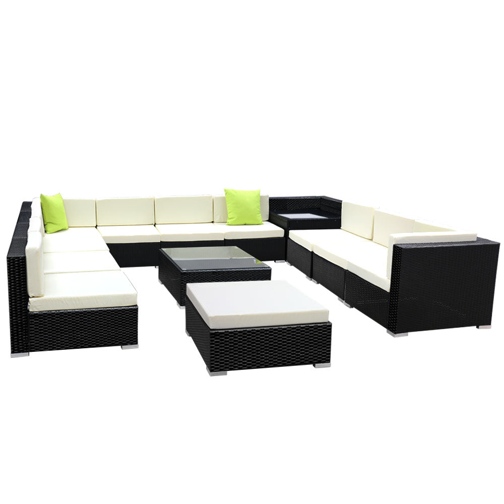 Gardeon 13PC Sofa Set with Storage Cover Outdoor Furniture Wicker freeshipping - Awezingly