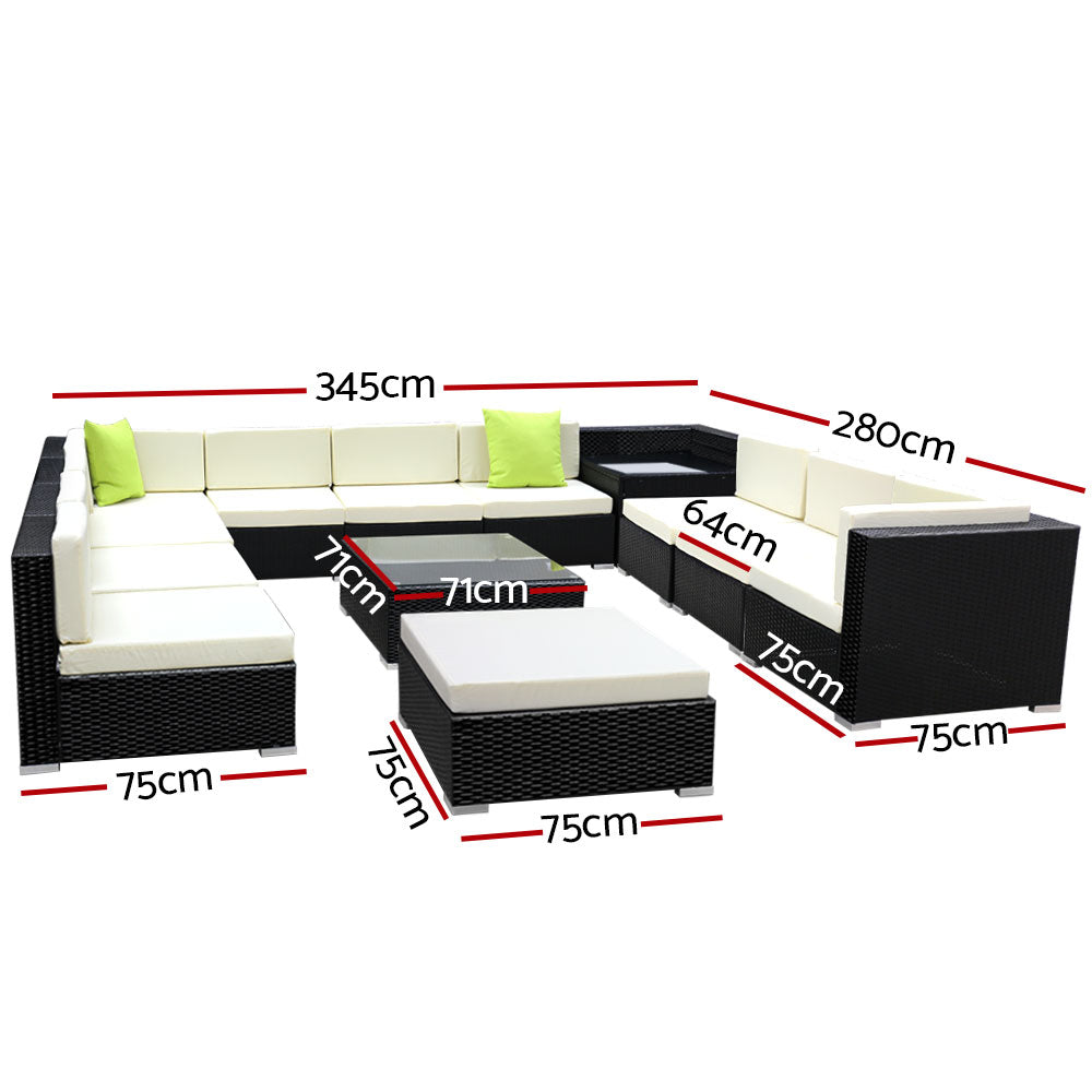 Gardeon 13PC Sofa Set with Storage Cover Outdoor Furniture Wicker freeshipping - Awezingly