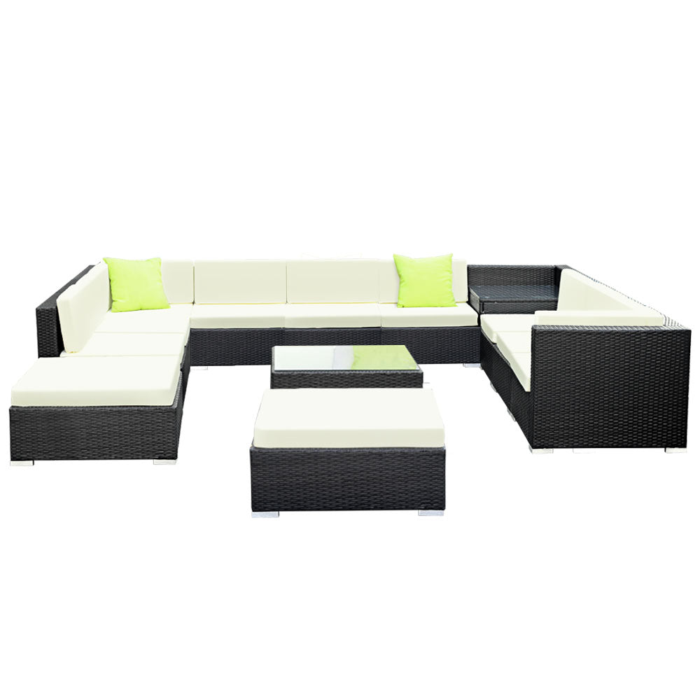 Gardeon 13PC Sofa Set with Storage Cover Outdoor Furniture Wicker freeshipping - Awezingly