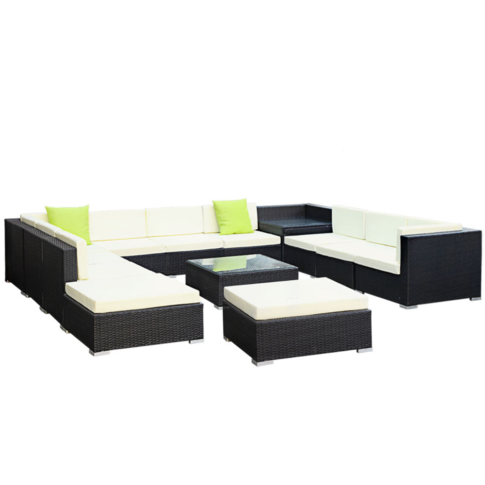 Gardeon 13PC Sofa Set with Storage Cover Outdoor Furniture Wicker freeshipping - Awezingly