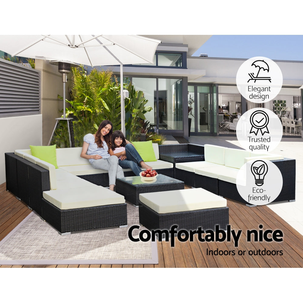 Gardeon 13PC Sofa Set with Storage Cover Outdoor Furniture Wicker freeshipping - Awezingly