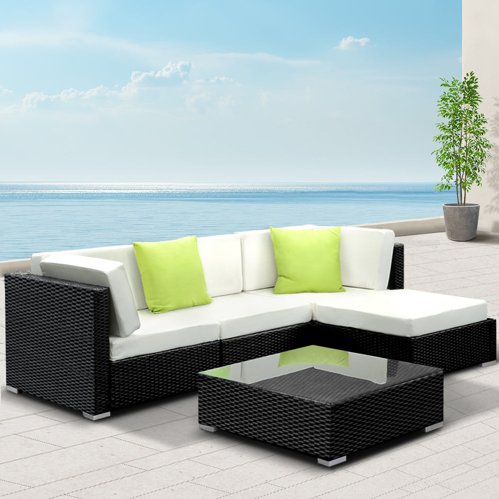 Gardeon 5PC Outdoor Furniture Sofa Set Wicker Garden Patio Pool Lounge freeshipping - Awezingly