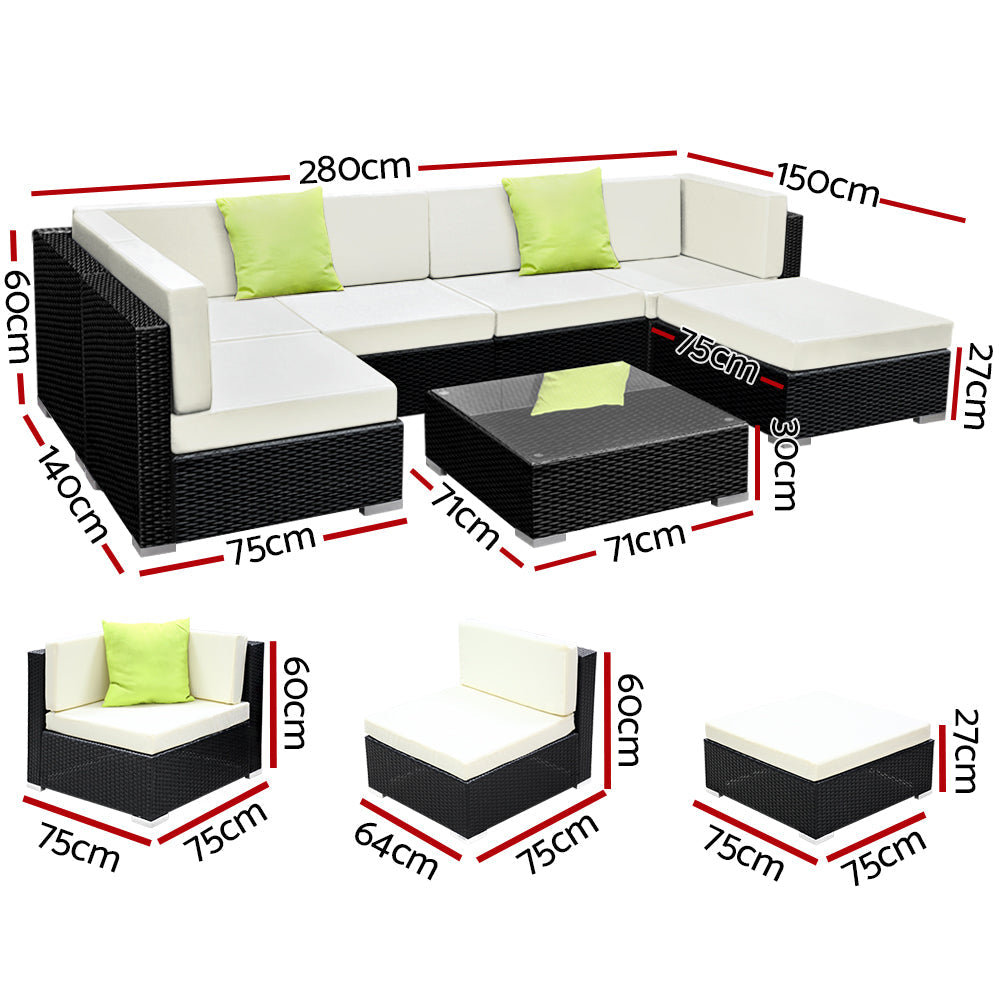 Gardeon 7PC Outdoor Furniture Sofa Set Wicker Garden Patio Pool Lounge freeshipping - Awezingly