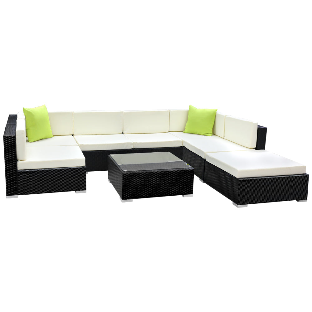 Gardeon 8PC Sofa Set with Storage Cover Outdoor Furniture Wicker freeshipping - Awezingly