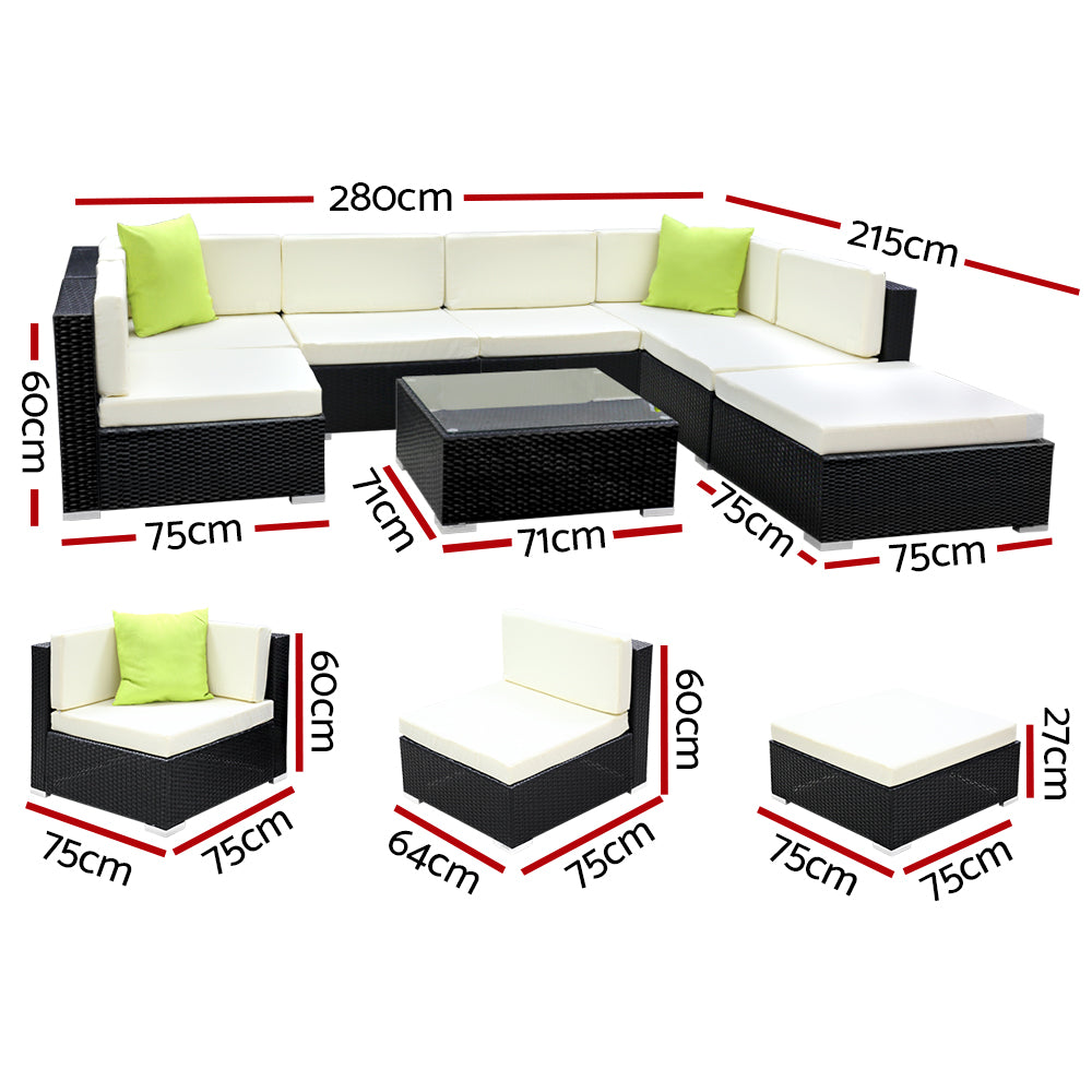 Gardeon 8PC Sofa Set with Storage Cover Outdoor Furniture Wicker freeshipping - Awezingly