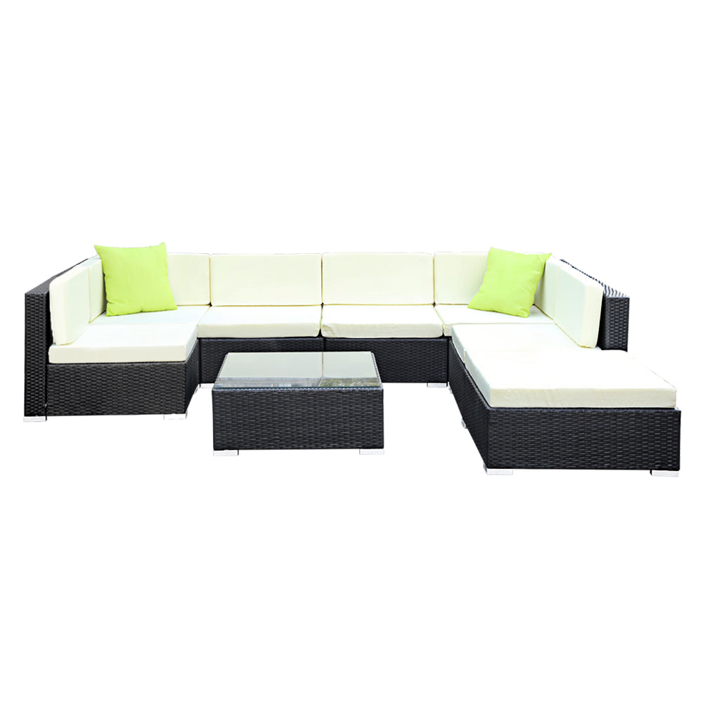 Gardeon 8PC Sofa Set with Storage Cover Outdoor Furniture Wicker freeshipping - Awezingly