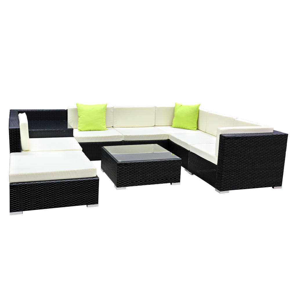 Gardeon 9PC Sofa Set with Storage Cover Outdoor Furniture Wicker freeshipping - Awezingly