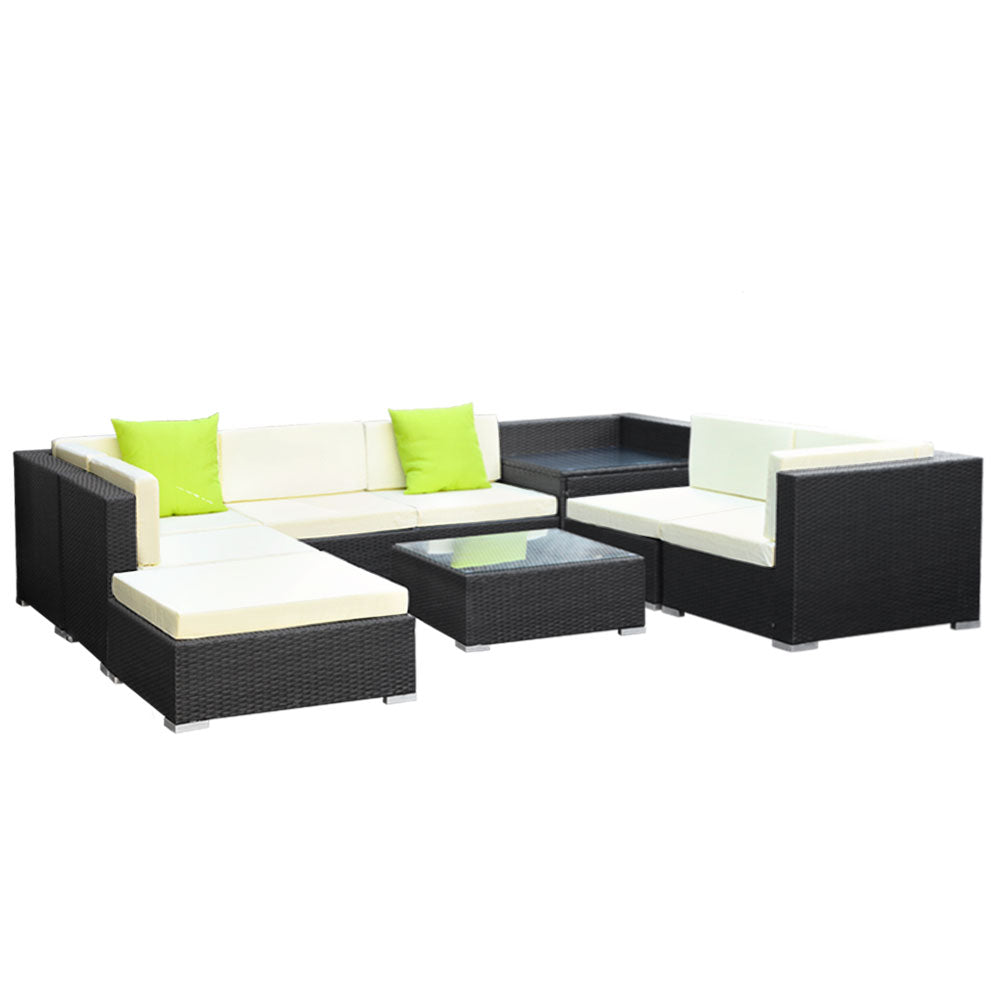 Gardeon 9PC Sofa Set with Storage Cover Outdoor Furniture Wicker freeshipping - Awezingly