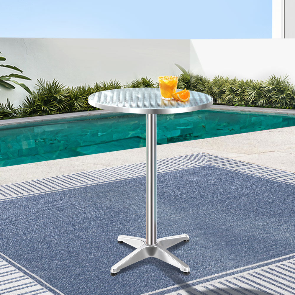 Gardeon Outdoor Bar Table Indoor Furniture Adjustable Aluminium Round 70/110cm freeshipping - Awezingly