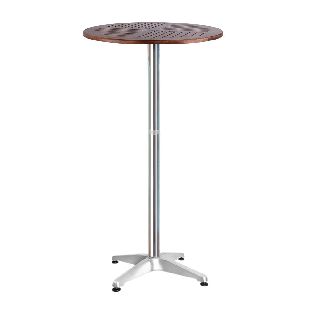 Gardeon Outdoor Bar Table Furniture Wooden Cafe Table Aluminium Adjustable Round freeshipping - Awezingly