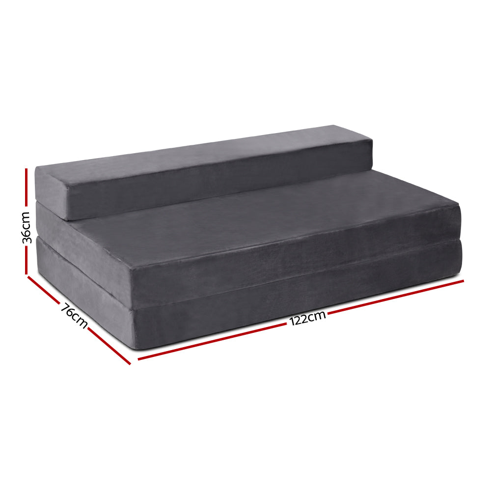 Giselle Bedding Double Size Folding Foam Mattress Portable Bed Mat Velvet Dark Grey freeshipping - Awezingly