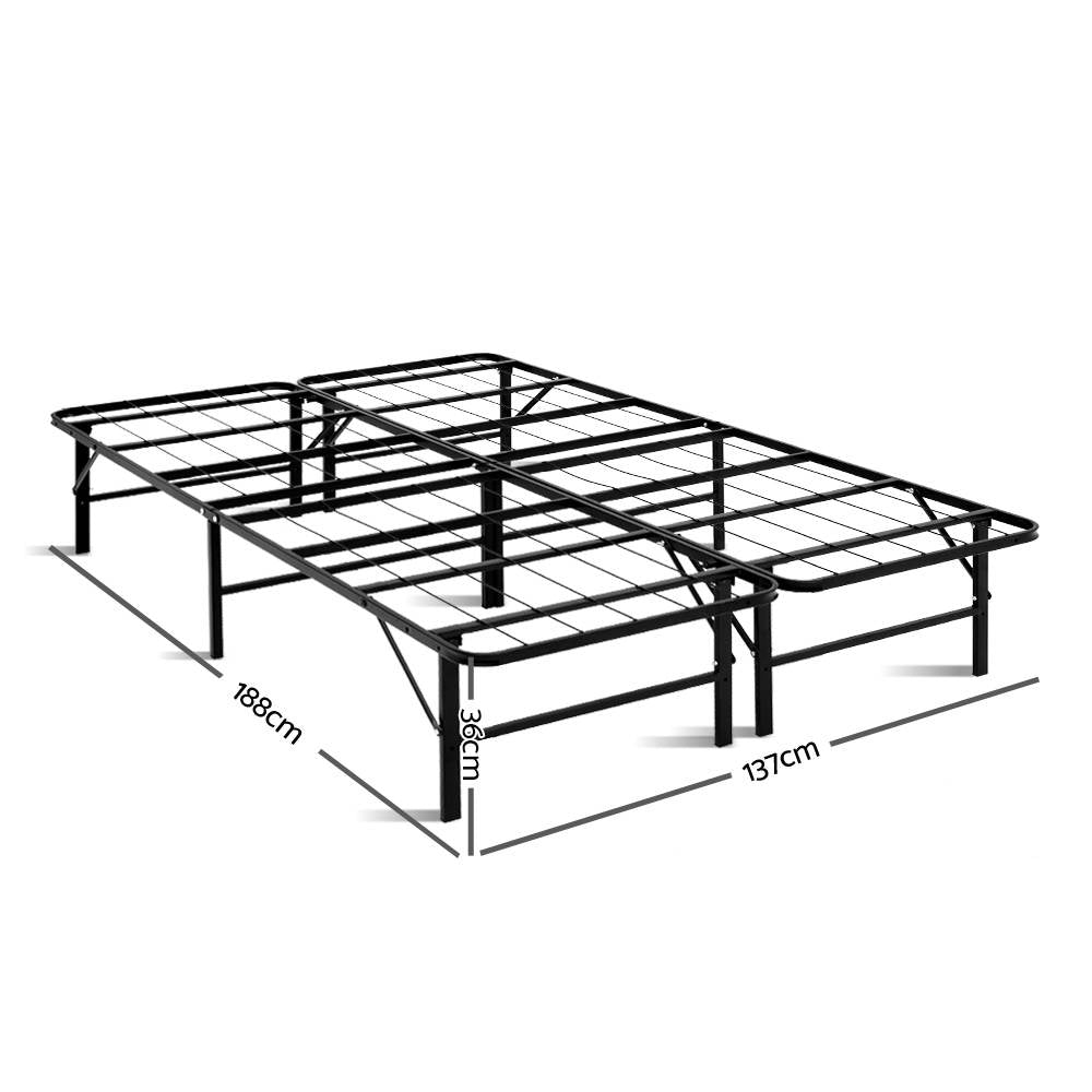 Artiss Foldable Double Metal Bed Frame - Black freeshipping - Awezingly