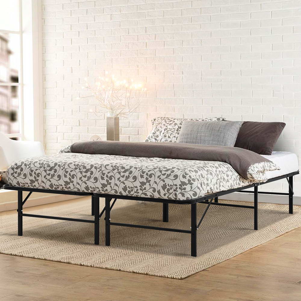 Artiss Foldable Double Metal Bed Frame - Black freeshipping - Awezingly