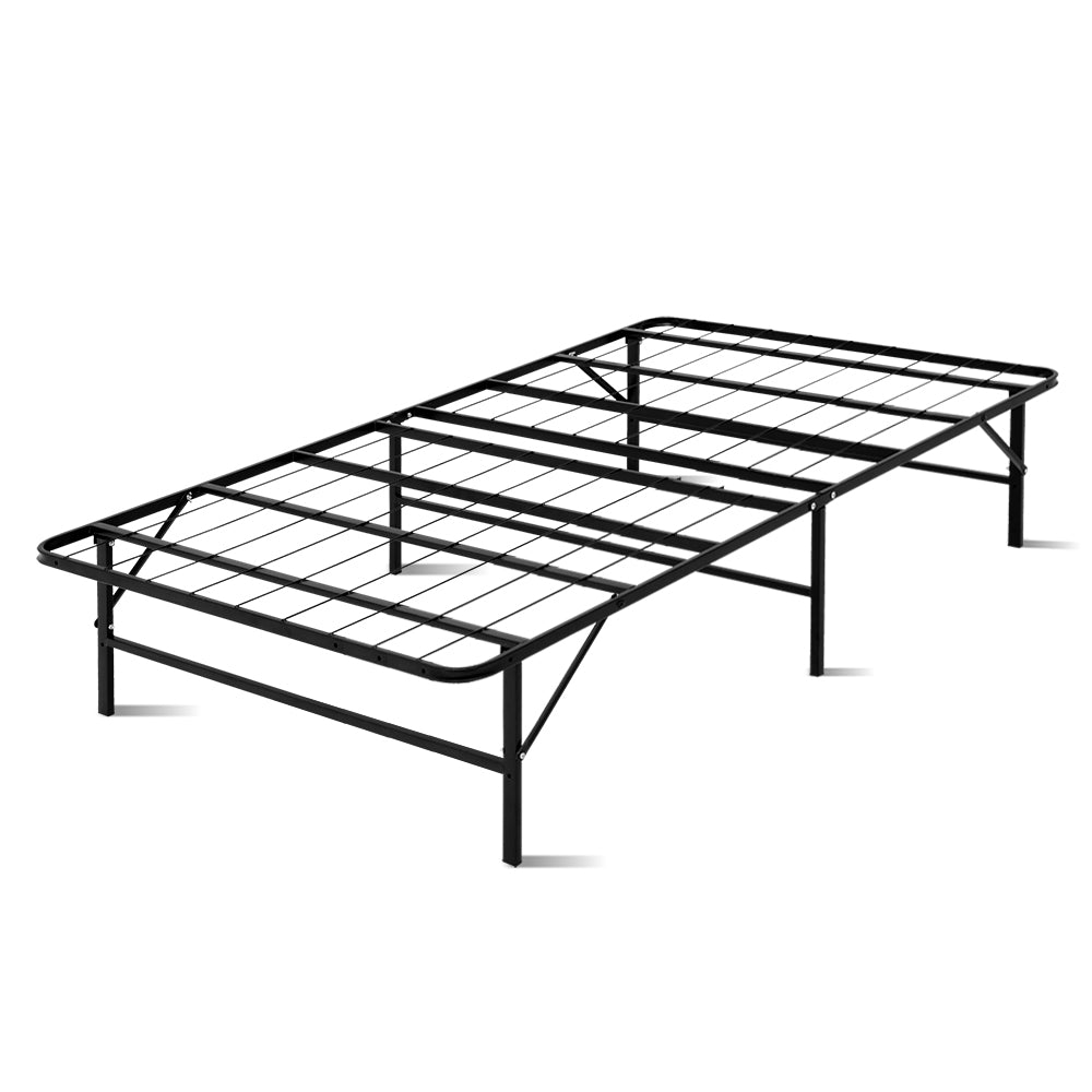 Artiss Foldable King Single Metal Bed Frame - Black freeshipping - Awezingly