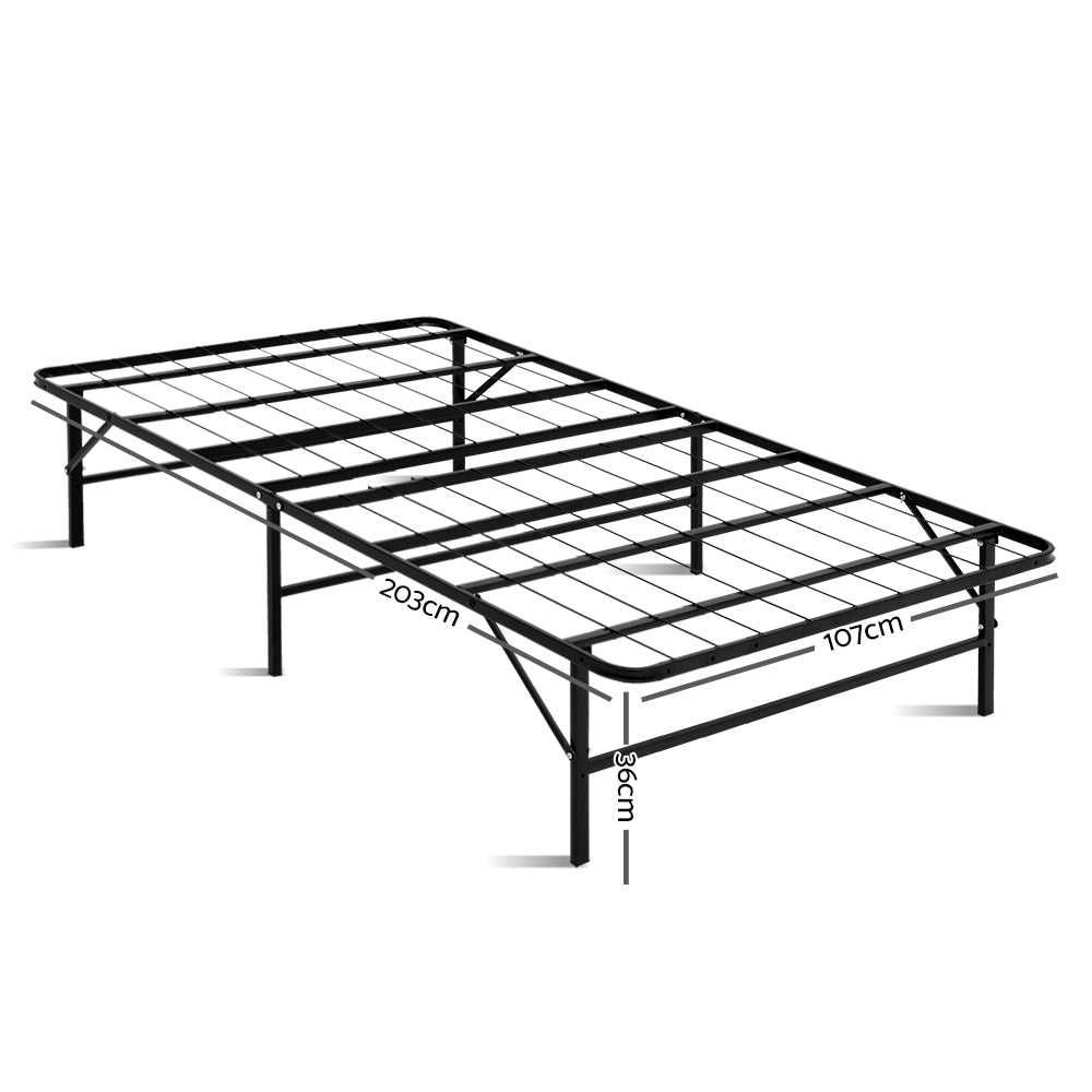 Artiss Foldable King Single Metal Bed Frame - Black freeshipping - Awezingly