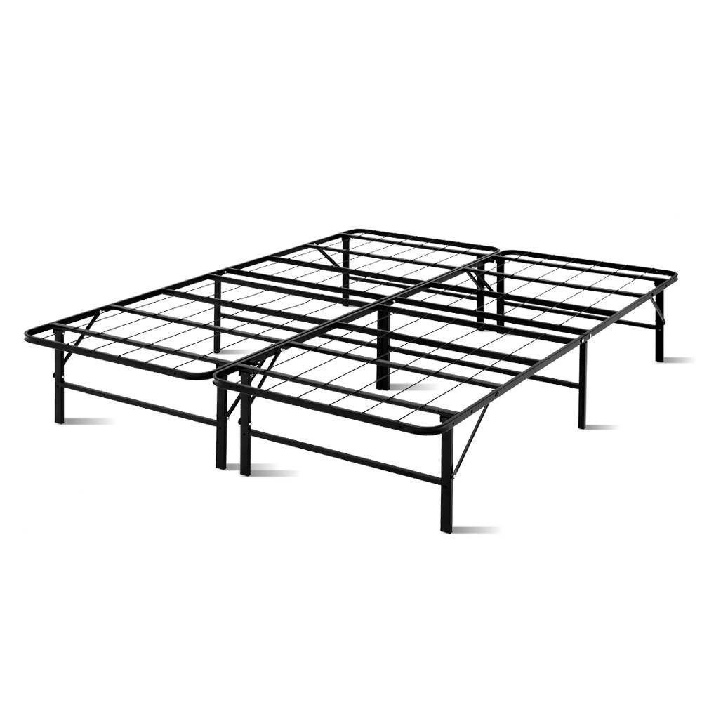 Artiss Foldable Queen Metal Bed Frame - Black freeshipping - Awezingly