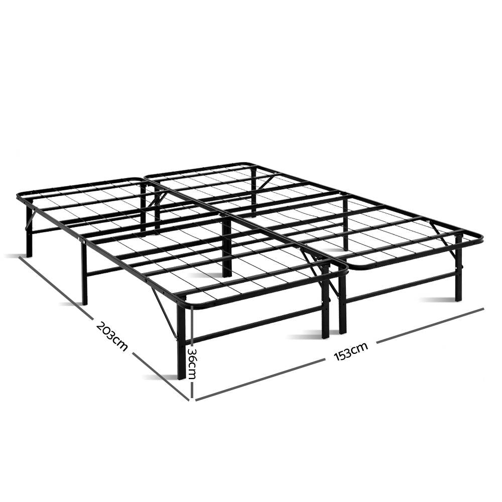 Artiss Foldable Queen Metal Bed Frame - Black freeshipping - Awezingly