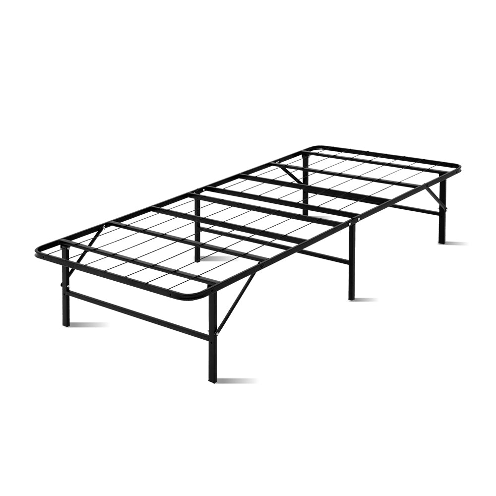 Artiss Foldable Single Metal Bed Frame - Black freeshipping - Awezingly