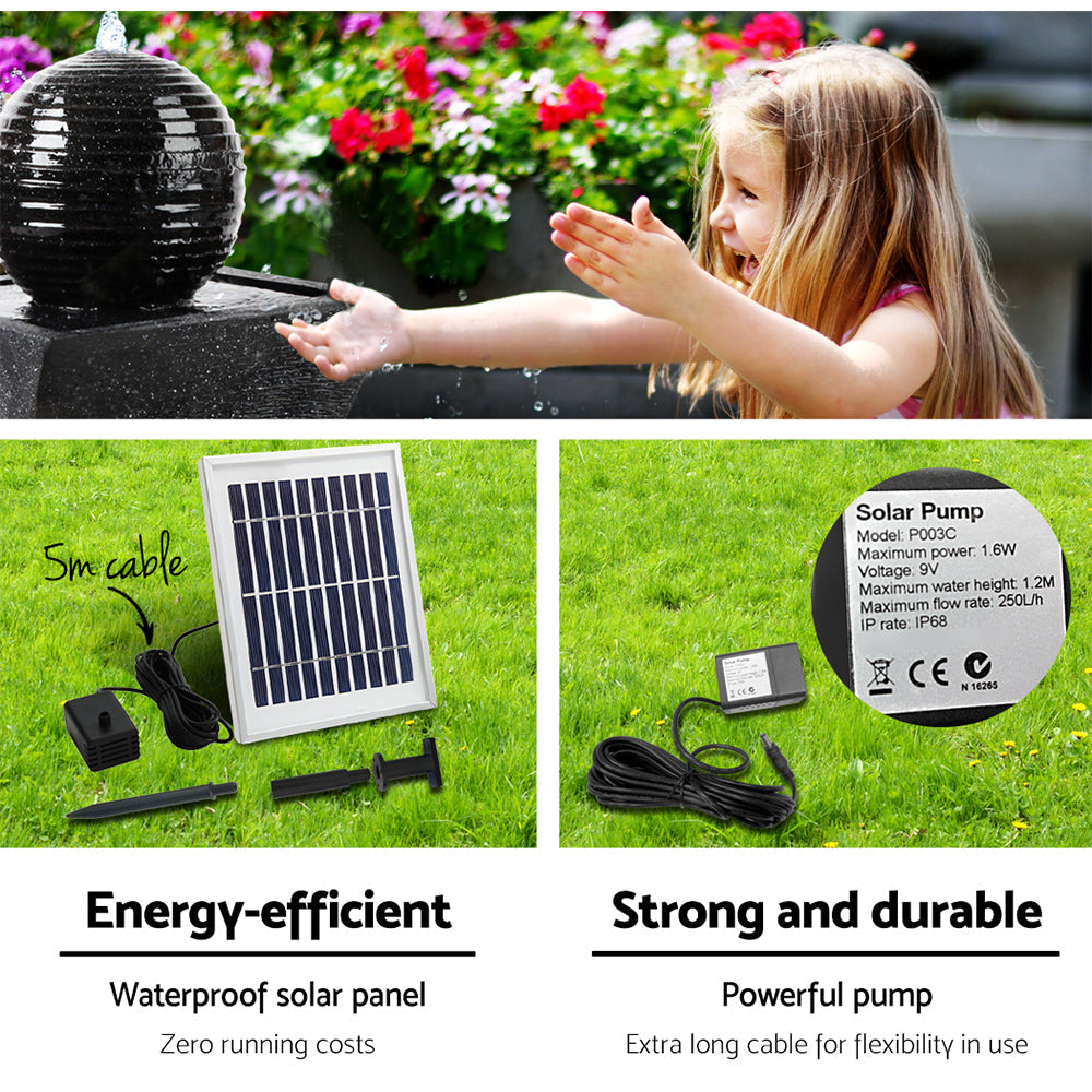 Gardeon Solar Powered Water Fountain Twist Design with Lights freeshipping - Awezingly